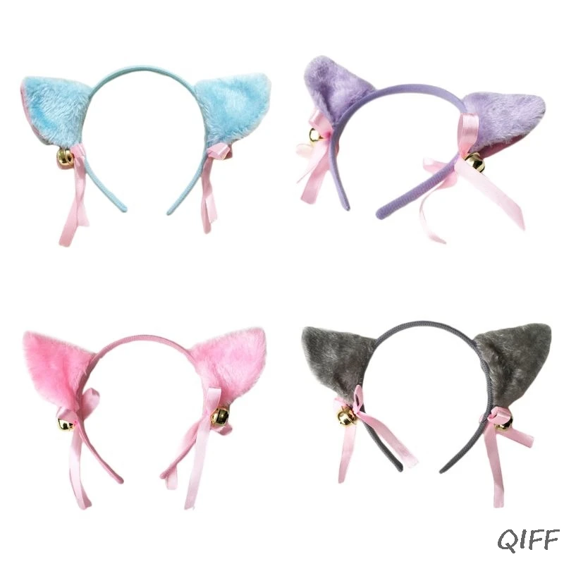 Women Cute Fluffy Plush Cat Ear Headband With Bowknot Ring Bell Fancy Dress Anime Cosplay Costume Hair Hoop Night Party Headwear 
Women Cute Fluffy Plush Cat Ear Headband With Bowknot Ring Bell Fancy Dress Anime Cosplay Costume Hair Hoop Night Party Headwear