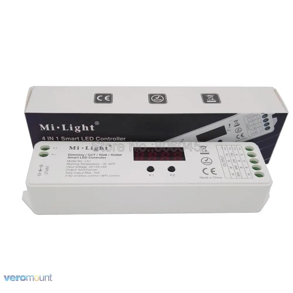 Mi.Light LS1 2.4G Wireless Control DC12V-24V 15A 4 in 1 Smart LED Controller For Single Color, RGB, RGBW, CCT LED Strip Light
Mi.Light LS1 2.4G Wireless Control DC12V-24V 15A 4 in 1 Smart LED Controller For Single Color, RGB, RGBW, CCT LED Strip Light
