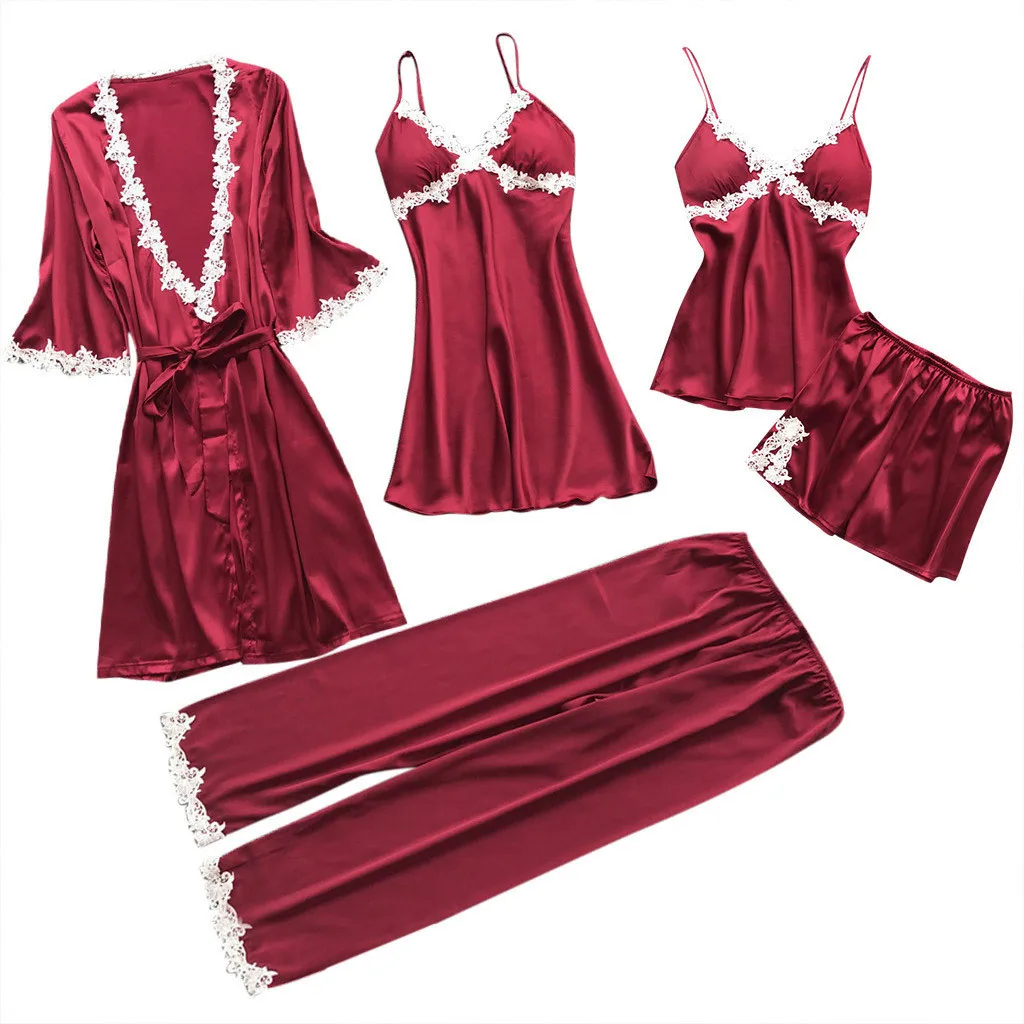 women pajama suits Women Sexy Lace Lingerie Nightwear Underwear Babydoll Sleepwear Dress 5PC Suit Summer pajamas night suit
women pajama suits Women Sexy Lace Lingerie Nightwear Underwear Babydoll Sleepwear Dress 5PC Suit Summer pajamas night suit
