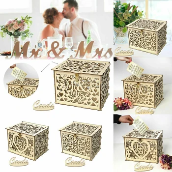 1pc DIY Wedding Card Gift Box Wooden Hollow Carved Money Box With Lock Wedding Decoration Birthday Party Supplies
1pc DIY Wedding Card Gift Box Wooden Hollow Carved Money Box With Lock Wedding Decoration Birthday Party Supplies