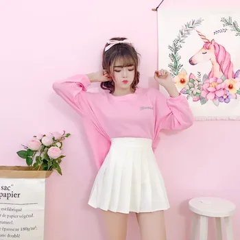 Princess sweet lolita T-shirt Spring long-sleeved pink girl's loose-necked T-shirt with sparkling letters fashion XH007
Princess sweet lolita T-shirt Spring long-sleeved pink girl's loose-necked T-shirt with sparkling letters fashion XH007
