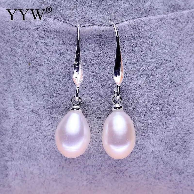 Un Par De Colgantes De Cristal Blanco Pendientes de Perlas de Plata Plateado Gancho Gancho.