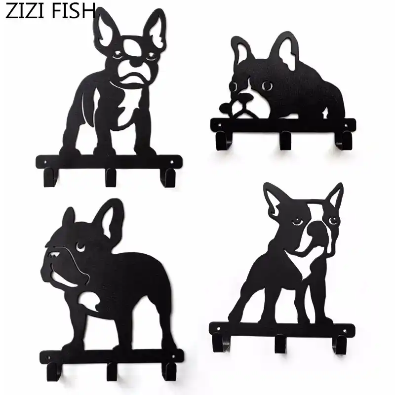 Bulldog Coat Hook Iron Puppy Creative Hook Key Decorative Hooks