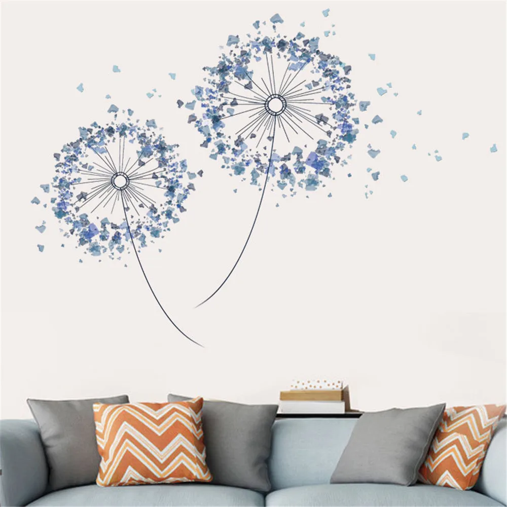 

Wall Sticke Blue dandelion petals pattern stickers DIY Family Wall decal Removable Mural Vinyl sticker Art Room Home decor gift