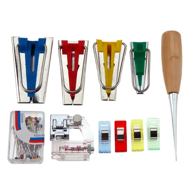 Fabric Bias Tape Makers Binding Machine Snap Foot Tool Sewing Quilting Hemming Hand Tool Set for Patchwork
Fabric Bias Tape Makers Binding Machine Snap Foot Tool Sewing Quilting Hemming Hand Tool Set for Patchwork