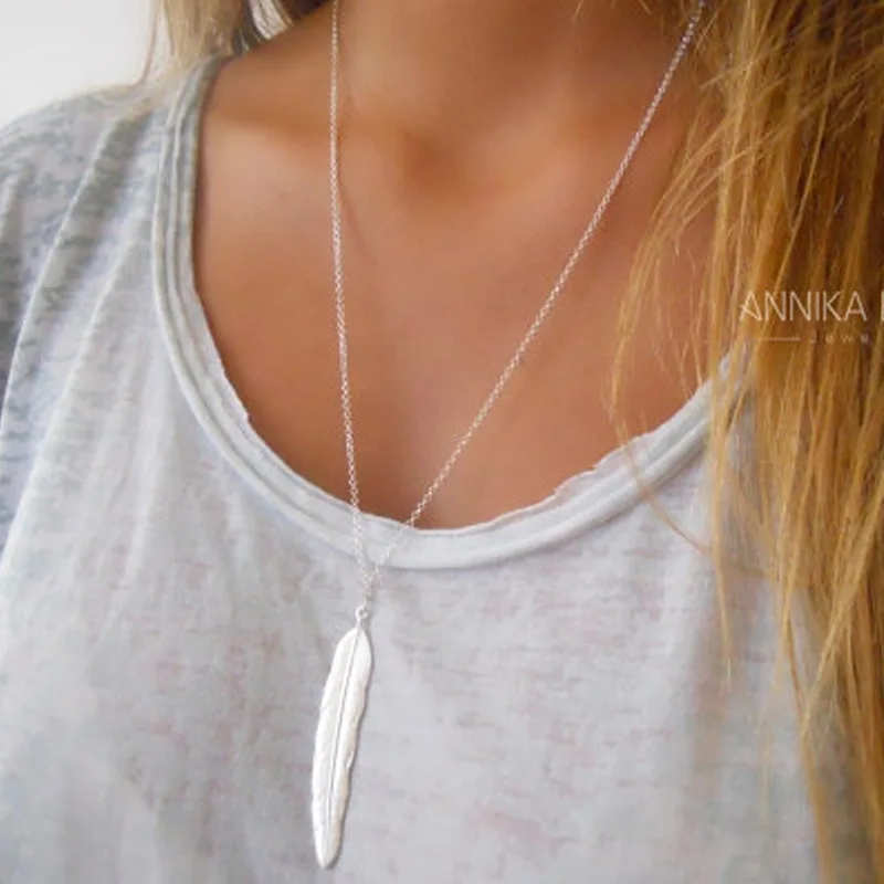 New Fashion womens vintage long necklace jewelry silver gold simple feather pendant necklaces colar Jewelry gifts drop shipping
New Fashion womens vintage long necklace jewelry silver gold simple feather pendant necklaces colar Jewelry gifts drop shipping
