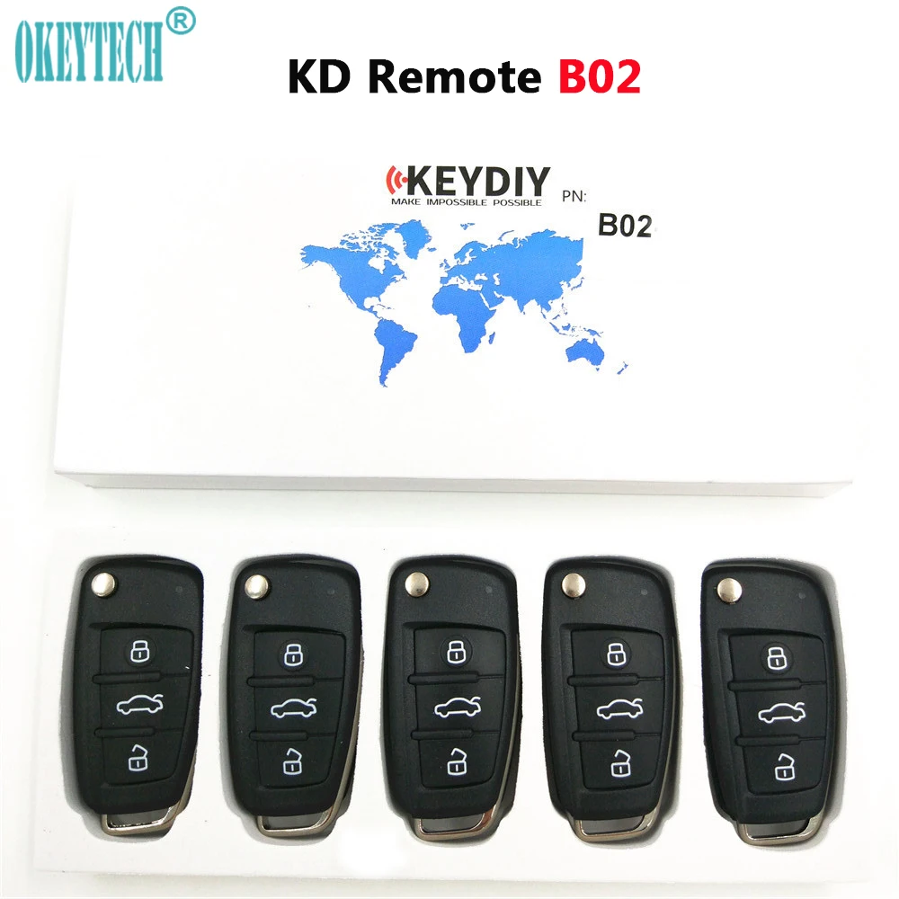 OkeyTech 5 шт. KEYDIY B Series B02 KD пульт дистанционного управления 3 кнопки универсальный