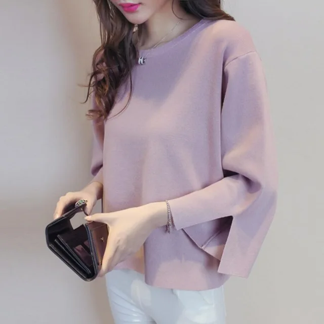 5 Color Round Neck Knitted Sweater Women 2019 Autumn Winter Fashion Pullovers Split Cuff Loose Jumper Female Oversize Sweater
5 Color Round Neck Knitted Sweater Women 2019 Autumn Winter Fashion Pullovers Split Cuff Loose Jumper Female Oversize Sweater
