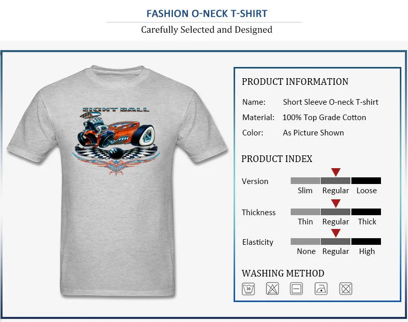 8 Ball Hot Rod Rife Personalized Tops Shirt Crewneck Summer Fall 100% Cotton Short Sleeve T-shirts for Men Design Tee-Shirts 8 Ball Hot Rod