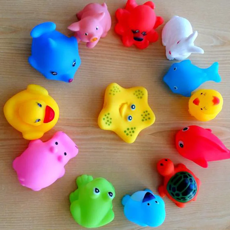 13 Pcs Mixed Animals Swimming Water Toys Colorful Soft Floating Rubber Duck Squeeze Sound Squeaky Bathing Toy for Baby Bath Toys
13 Pcs Mixed Animals Swimming Water Toys Colorful Soft Floating Rubber Duck Squeeze Sound Squeaky Bathing Toy for Baby Bath Toys