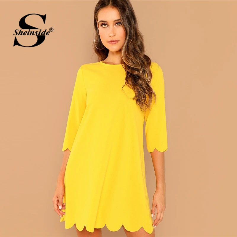 Sheinside Yellow Scalloped Edge Tunic Dress Elegant Women Straight Dresses 2019 Womens Clothing Office Ladies Solid Mini Dress
Sheinside Yellow Scalloped Edge Tunic Dress Elegant Women Straight Dresses 2019 Womens Clothing Office Ladies Solid Mini Dress