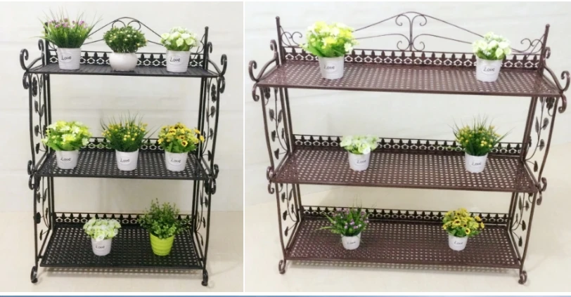 European style indoor multi storey iron frame creative floor mounted pot rack shelves
European style indoor multi storey iron frame creative floor mounted pot rack shelves