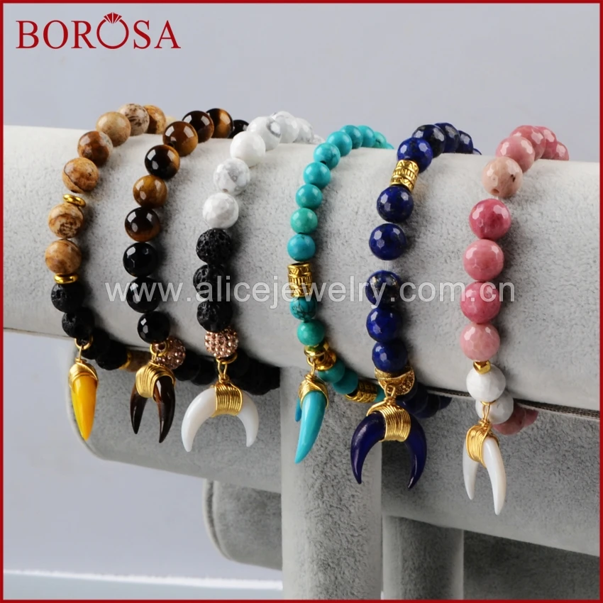 BOROSA 1pc Free Shipping Gold Color Wire Wrap Rainbow Color Shell Horn Bracelet With Multi-Kind Beads G1156
BOROSA 1pc Free Shipping Gold Color Wire Wrap Rainbow Color Shell Horn Bracelet With Multi-Kind Beads G1156