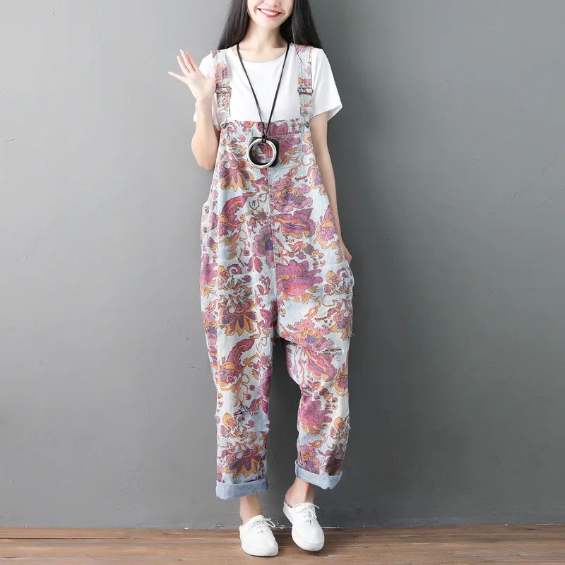 high Waist Jeans Trousers Clothes Cowboys Frayed Vintage Jumpsuits Loose