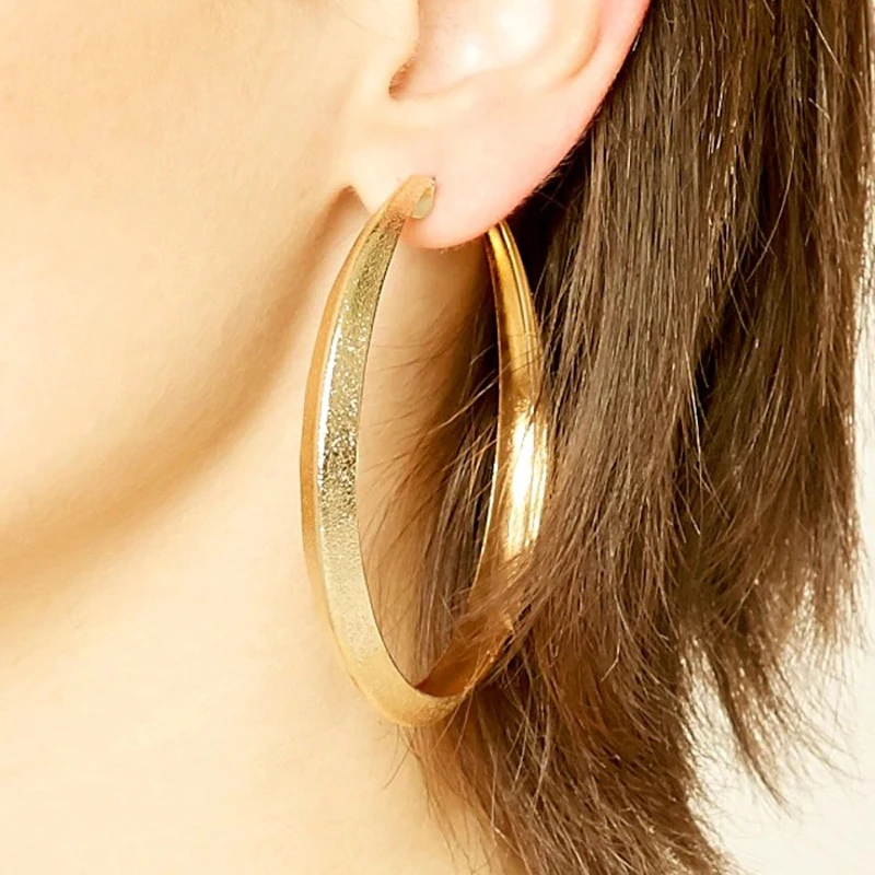 Fashion Jewelry Trendy Large Gold Color Big Round Hoop Earrings For Women Girl Frosted Surface Simple Earrings Brincos Gift
Fashion Jewelry Trendy Large Gold Color Big Round Hoop Earrings For Women Girl Frosted Surface Simple Earrings Brincos Gift