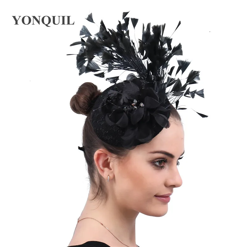 Black classic flower Fascinator women ladies elegant hat feathers accessory with hair clips banquet derby chapeau party headwear
Black classic flower Fascinator women ladies elegant hat feathers accessory with hair clips banquet derby chapeau party headwear