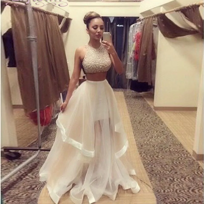 Vestidos-New-Round-Neck-Sleeveless-Tiered-Beaded-Celebrity-Dresses-Hot-2015-Bridal-Dress