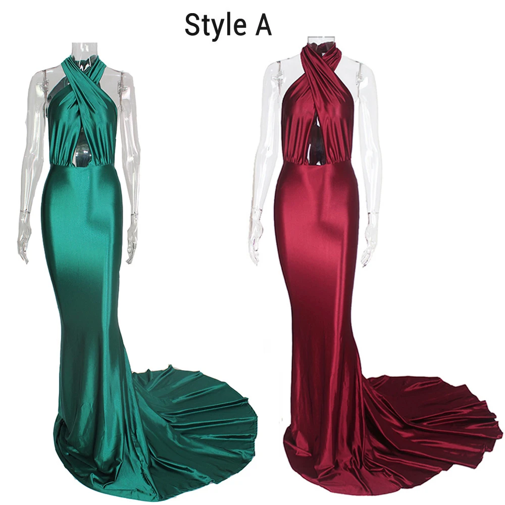 Elegant backless satin silk Mermaid tail Wonder dress