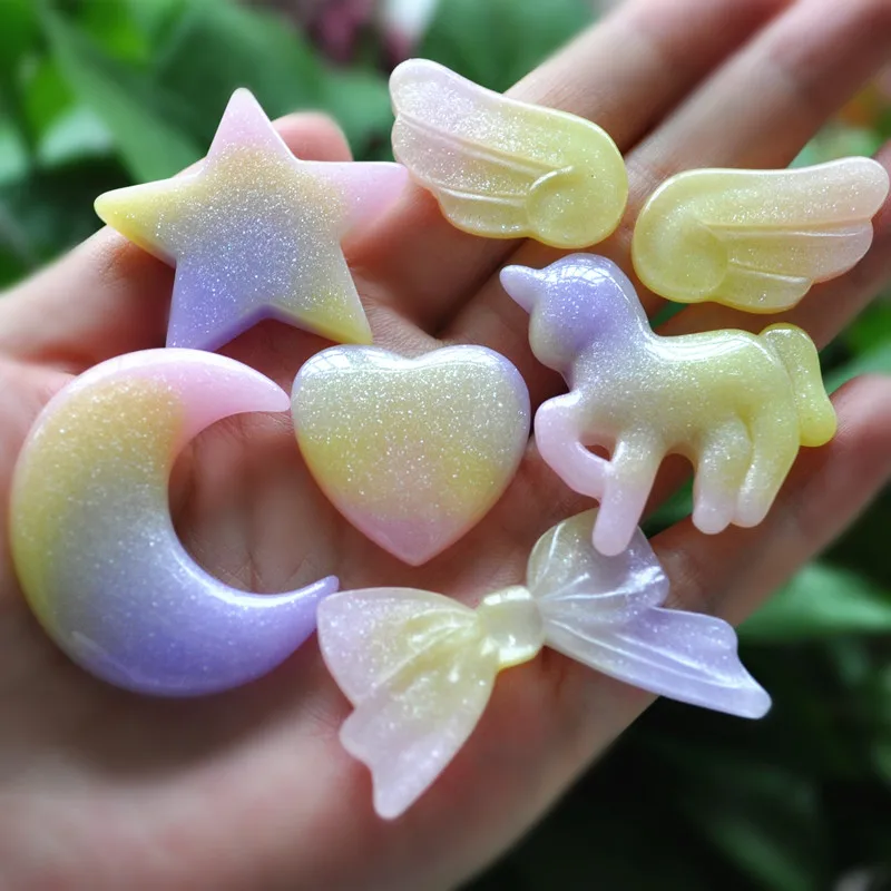 Diy Craft Hair Accessory 7Pcs Mixed heart ,moon and bow Flat Back Resin Cabochon rainbow color
Diy Craft Hair Accessory 7Pcs Mixed heart ,moon and bow Flat Back Resin Cabochon rainbow color