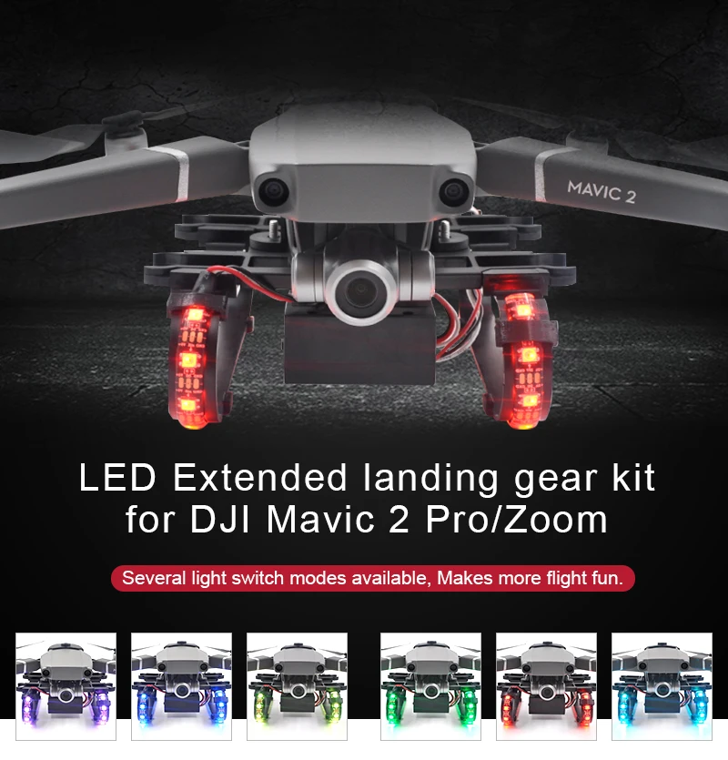 

STARTRC DJI Mavic 2 Pro zoom Accessories LED lights flash Gimbal Tracker Holder Landing Gear Extender Lengthened Heightened