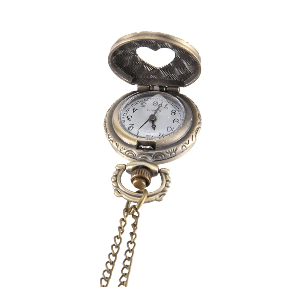 Винтажные карманные часы кварцевые бронзового цвета с крутой цепочкой открытое