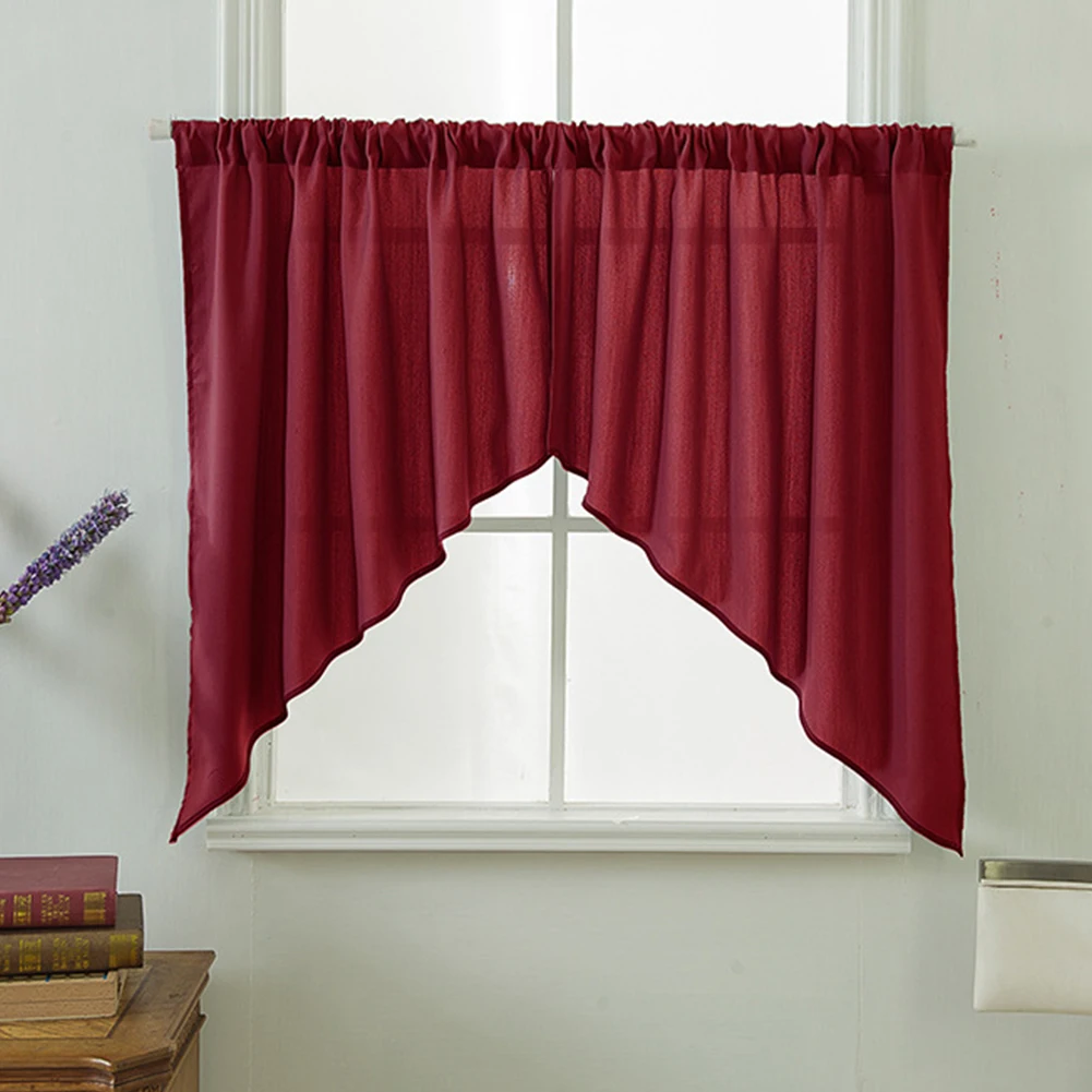2PCS Polyester Cotton Guestroom Decoration Short Pastoral Solid Elegant Living Room Home Window Triangular Valance Curtains | Дом и сад