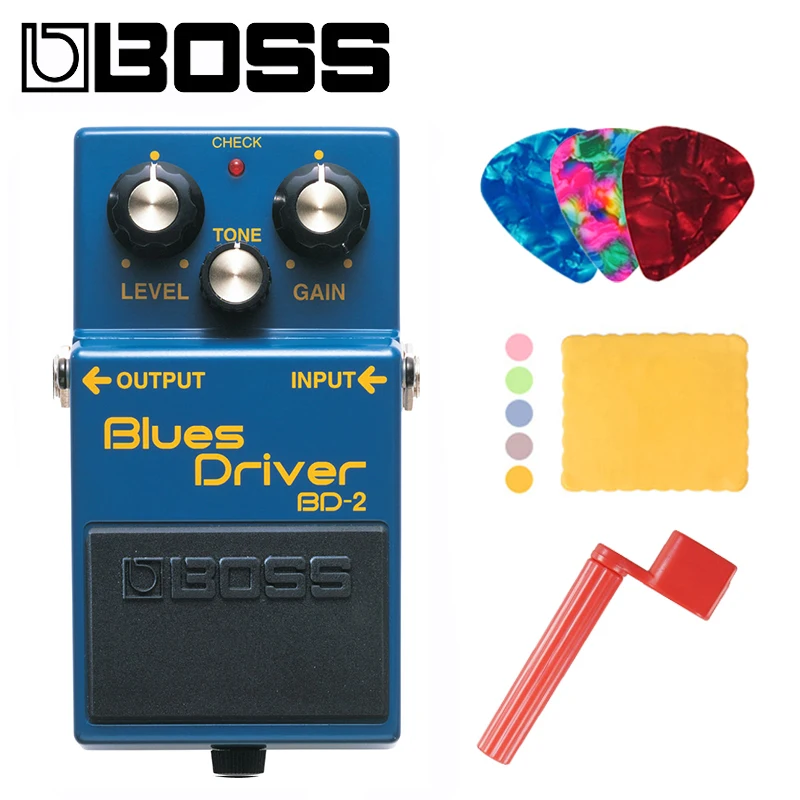 

Boss BD-2 Blues Driver Guitar Effects Pedal for Guitar Bundle with Picks, Polishing Cloth and Strings Winder