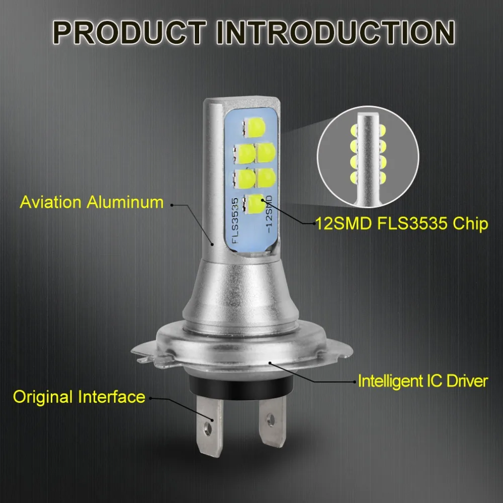 2 шт. H7 светодиодный лампы Супер яркий 12 3535SMD Противотуманные фары автомобиля 12V 24V