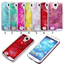 For S4 Transparent Dynamic Liquid Glitter Paillette Sand Quicksand Star Back Cover Case For Samsung Galaxy S4 i9500 Phone cases