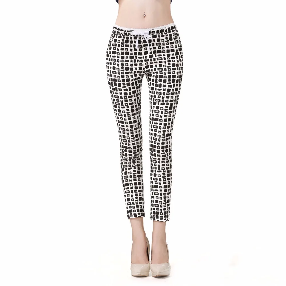 Autumn and summer wear abstract printed slim elastic waist drawstring casual pants cotton women's feet pants S-5XL
Autumn and summer wear abstract printed slim elastic waist drawstring casual pants cotton women's feet pants S-5XL