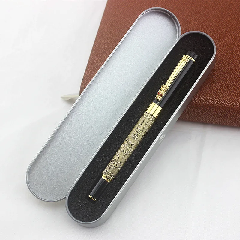Luxury quality "The Eight Horses" Embossing classic 0.5mm Nib Golden Dragon clip Business office Gift Rollerball Pen New
Luxury quality "The Eight Horses" Embossing classic 0.5mm Nib Golden Dragon clip Business office Gift Rollerball Pen New