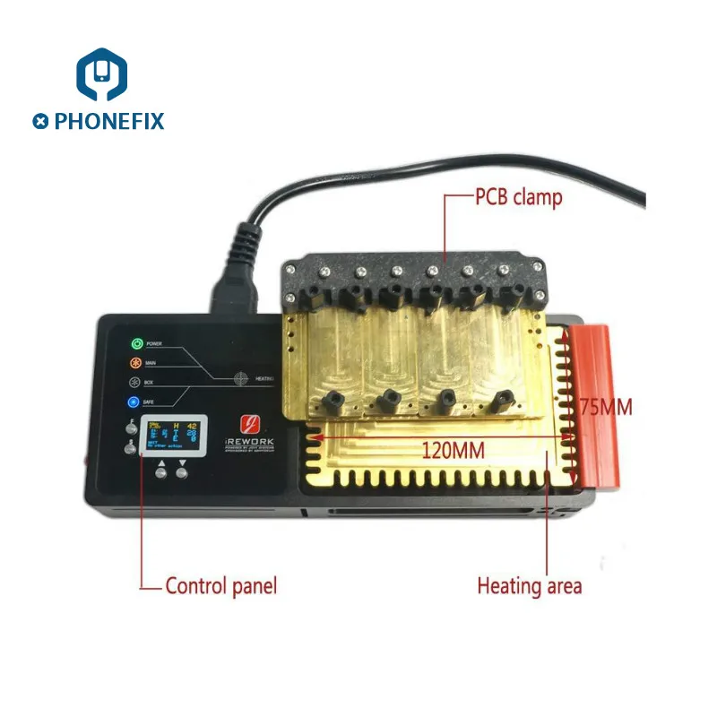PHONEFIX 220V MFC IREWORK Station SMD Solder Station For iPhone PCB Motherboard Circuit Board Rework Heating Platform
PHONEFIX 220V MFC IREWORK Station SMD Solder Station For iPhone PCB Motherboard Circuit Board Rework Heating Platform