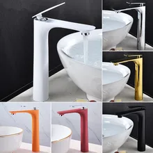 Basin Faucets Hot&Cold Tall Sink Mixer Bathroom Basin Tap Brass Gold/Chrome/White/Red/Black Bathroom Faucet Crane Sink Tap