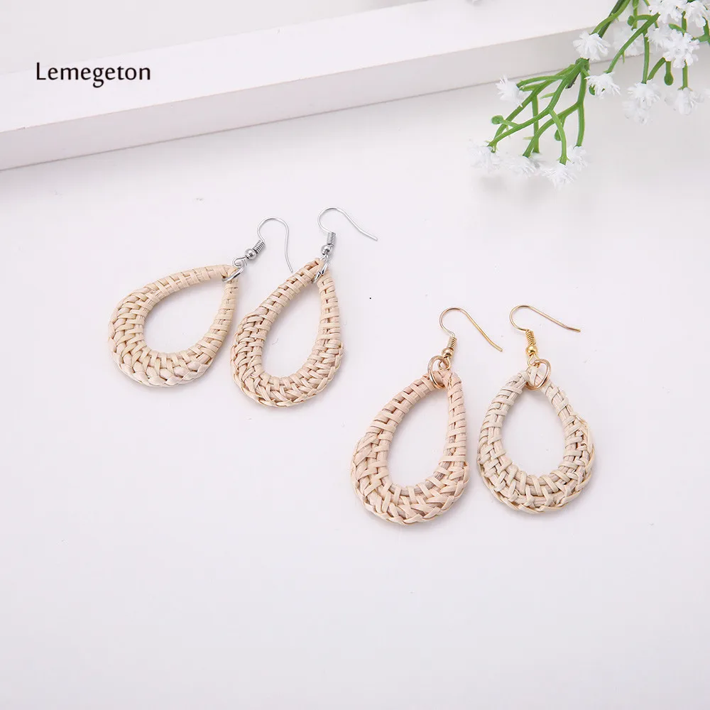 Lemegeton Trendy Handmade Weave Rattan Water Drop Earrings Hanging Dangle Earrings Fashion Ear Jewelry Gift
Lemegeton Trendy Handmade Weave Rattan Water Drop Earrings Hanging Dangle Earrings Fashion Ear Jewelry Gift
