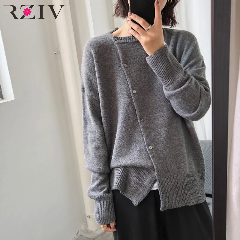 RZIV Fall Women sweaters oversized solid color casual loose oblique placket design sense single-breasted cardigan sweater
RZIV Fall Women sweaters oversized solid color casual loose oblique placket design sense single-breasted cardigan sweater
