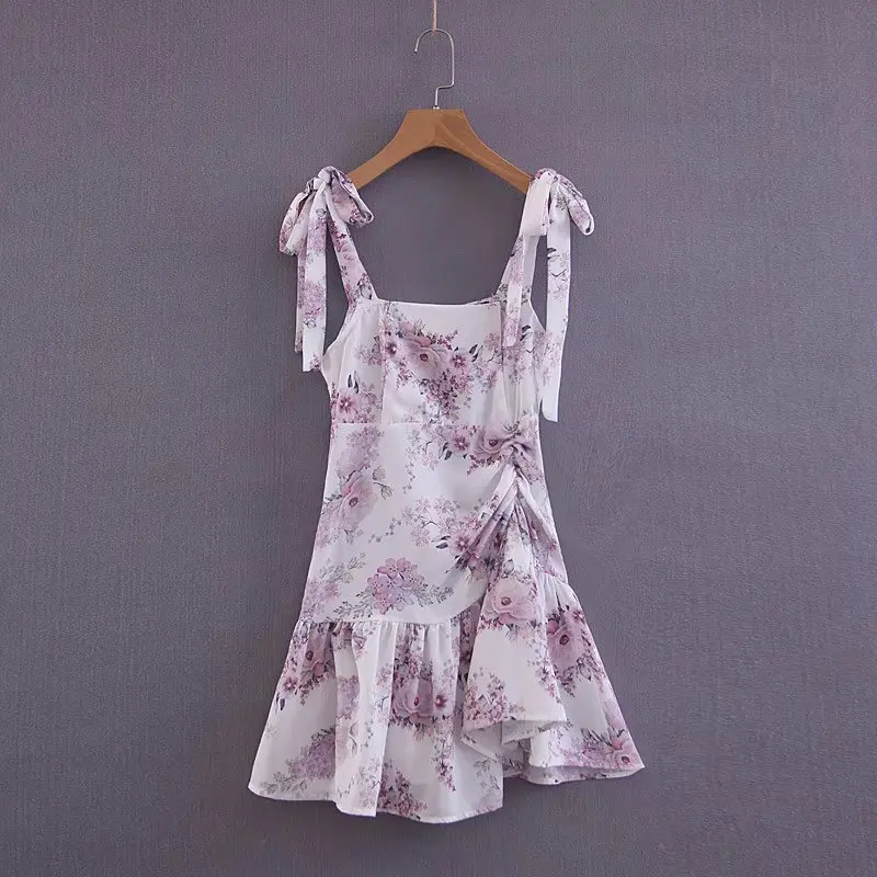 Sexy Summer Dress Women Bow Tie Shoulder Strap Floral Print Chiffon Dress Lady Square Collar Draped Ruffle Dress Mini vestidos
Sexy Summer Dress Women Bow Tie Shoulder Strap Floral Print Chiffon Dress Lady Square Collar Draped Ruffle Dress Mini vestidos
