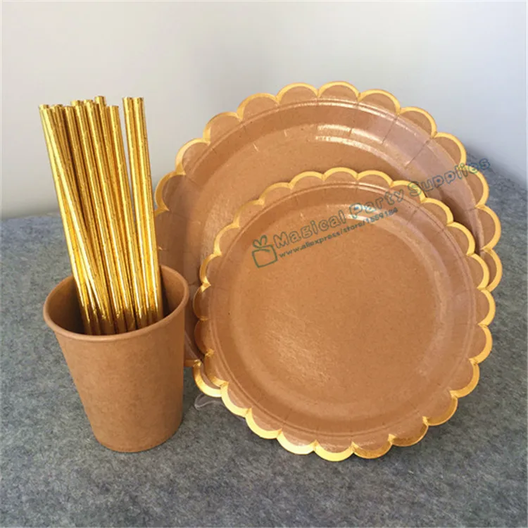 24 sets Kraft Paper Tableware Foil Gold Scallop Paper Plate Dishes Kraft Paper Cups Rustic Kraft Wedding Party Supplies
24 sets Kraft Paper Tableware Foil Gold Scallop Paper Plate Dishes Kraft Paper Cups Rustic Kraft Wedding Party Supplies