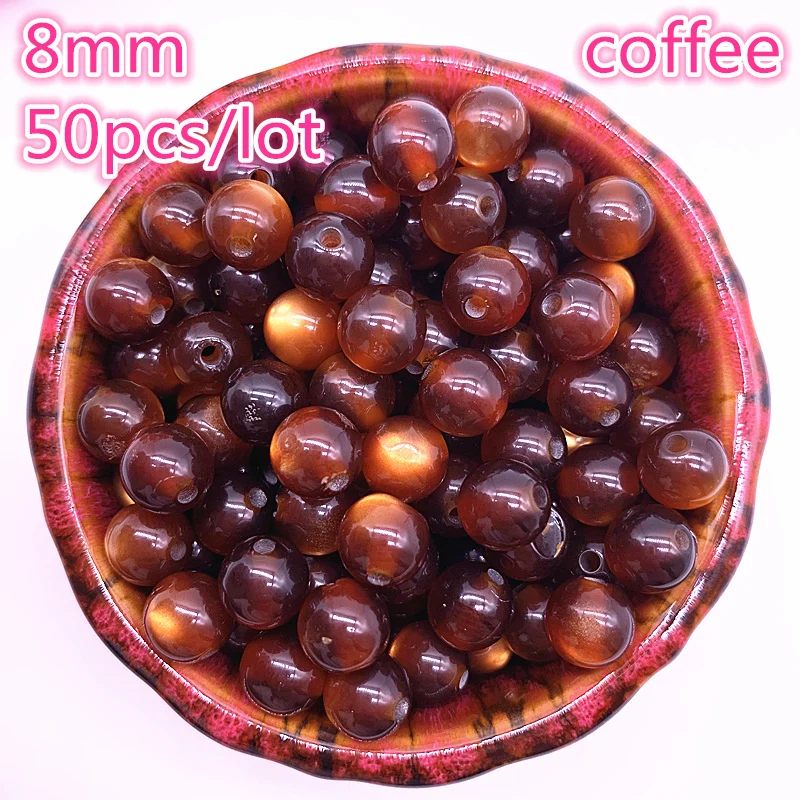 New 50pcs/lot 8mm Imitation Natural Opal Beads Round Coffee Resin Spacer Beads for Jewelry Making DIY Bracelet
New 50pcs/lot 8mm Imitation Natural Opal Beads Round Coffee Resin Spacer Beads for Jewelry Making DIY Bracelet