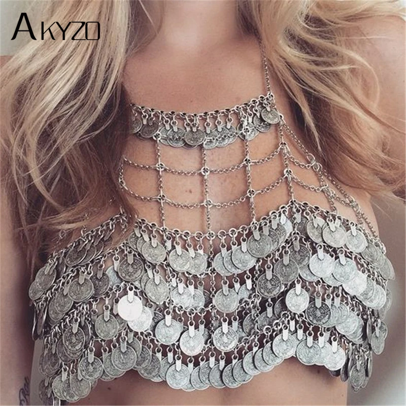 AKYZO 2019 Metal Coins Tassel Women Crop Tops Hollow Out Metal Chains Tank Top Summer Sexy Beach Bralette Cropped Crazy Vest
AKYZO 2019 Metal Coins Tassel Women Crop Tops Hollow Out Metal Chains Tank Top Summer Sexy Beach Bralette Cropped Crazy Vest