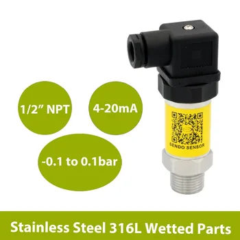 -0.1 to 0.1 bar, pressure sensor transmitter, 4 20mA signal, 9V to 30V DC power, 12V, 24V, AISI 316L wetted parts & diaphragm
-0.1 to 0.1 bar, pressure sensor transmitter, 4 20mA signal, 9V to 30V DC power, 12V, 24V, AISI 316L wetted parts & diaphragm