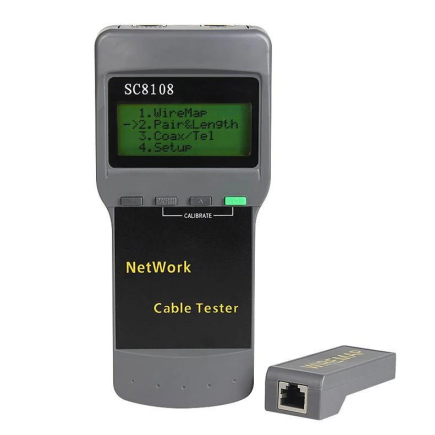 SC8108 LCD Digital PC Data Network Portable Multifunction Wireless CAT5 RJ45 LAN Phone Meter Length Cable Tester Meter
SC8108 LCD Digital PC Data Network Portable Multifunction Wireless CAT5 RJ45 LAN Phone Meter Length Cable Tester Meter