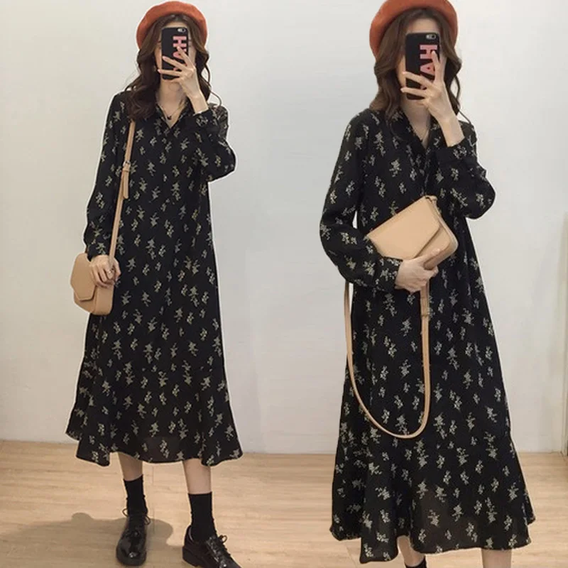 High quality fashion printing XL women round neck dress loose straight chiffon dress long section slim long sleeve dress female
High quality fashion printing XL women round neck dress loose straight chiffon dress long section slim long sleeve dress female