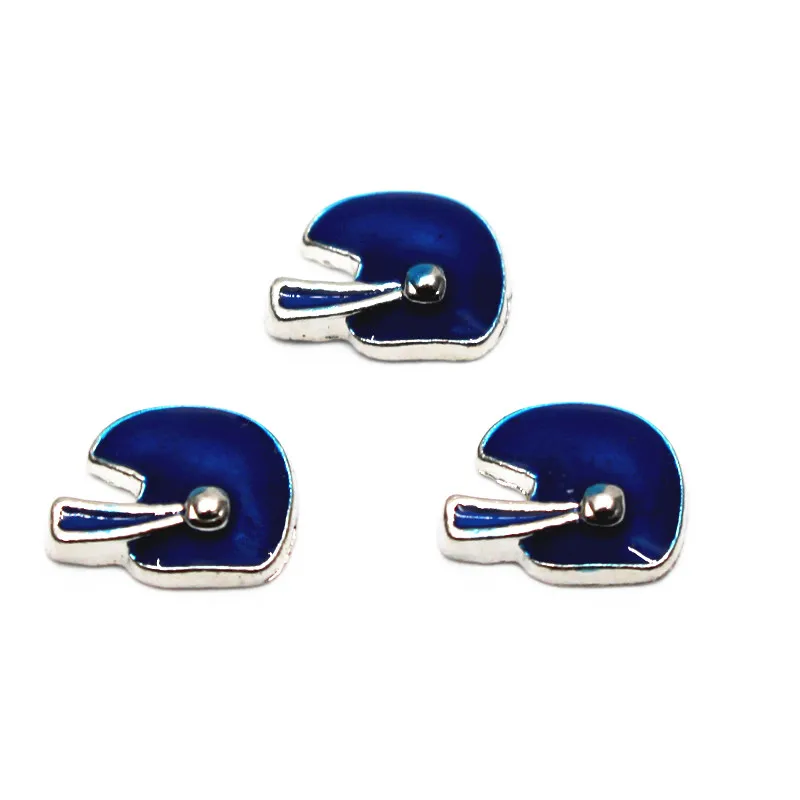 Wholesale Mixs 20 pcs/lot Metal 8 Colors Football Helmet Floating Charms For Living Glass Lockets Pendant Necklace DIY Jewelry
