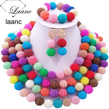 Laanc Nigerian Wedding African Beads Jewelry Set Multicolor Simulated Pearl Beaded Necklace 4RDSZ011
Laanc Nigerian Wedding African Beads Jewelry Set Multicolor Simulated Pearl Beaded Necklace 4RDSZ011