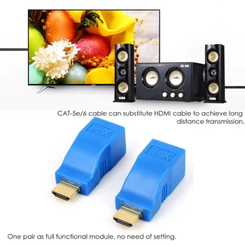 Pair 1080P 4K 30M HDMI Extender to RJ45 Over Cat 5e/6 Network LAN Ethernet 100Ft Cable Adapter Signal Amplifier for HDTV Display
Pair 1080P 4K 30M HDMI Extender to RJ45 Over Cat 5e/6 Network LAN Ethernet 100Ft Cable Adapter Signal Amplifier for HDTV Display