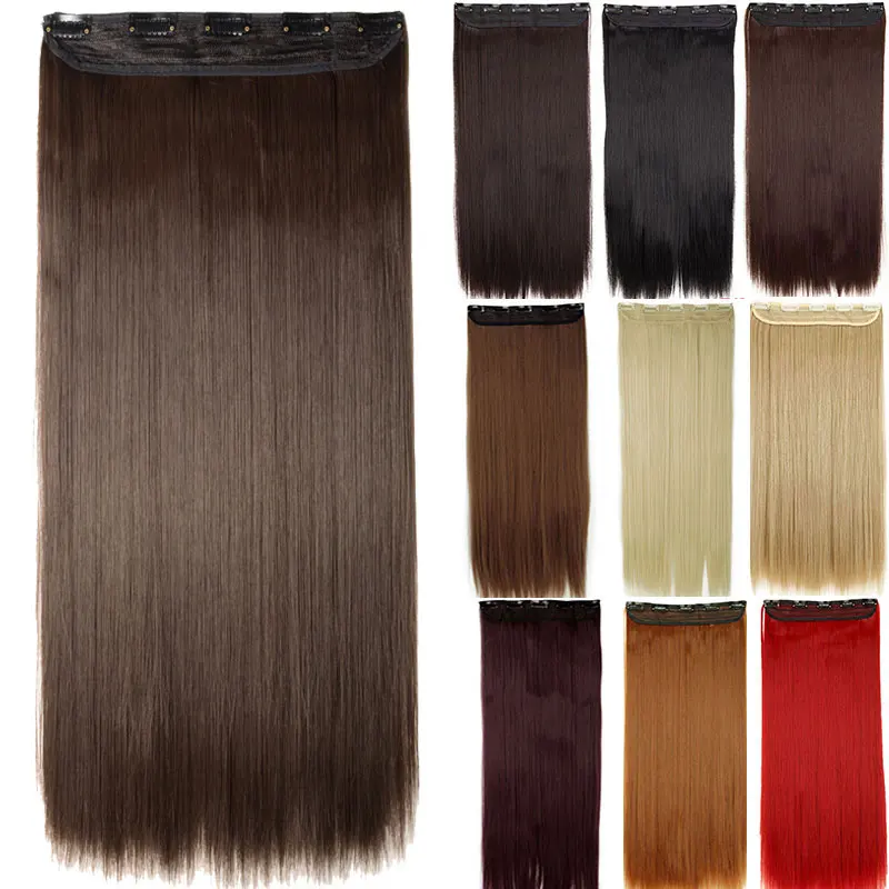 SNOILITE 23-26inch Long Straight Women Clip in one piece Hair Extensions synthetic Black Brown clip ins fake hair piece
SNOILITE 23-26inch Long Straight Women Clip in one piece Hair Extensions synthetic Black Brown clip ins fake hair piece