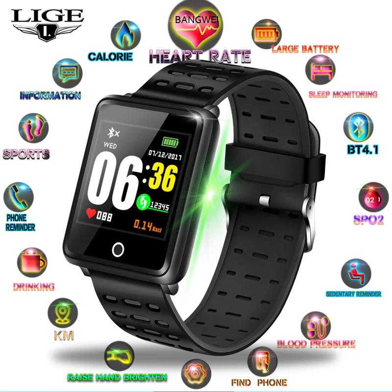 LIGE New Smart Bracelet Heart Rate Blood Pressure Monitor Smart Watch Men Fitness Watch Pedometer Sports Bracelet Reloj Hombre
LIGE New Smart Bracelet Heart Rate Blood Pressure Monitor Smart Watch Men Fitness Watch Pedometer Sports Bracelet Reloj Hombre