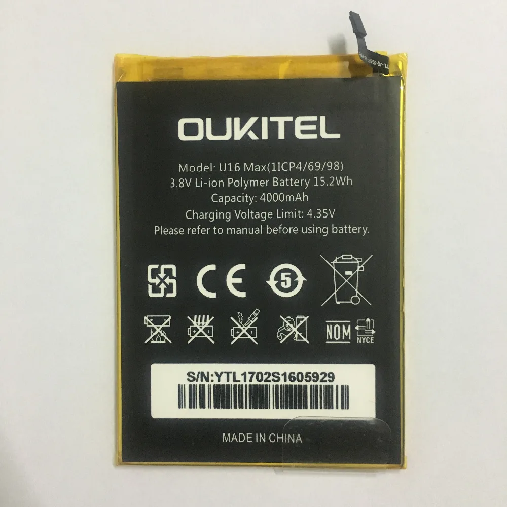 Фото Oukitel U16 Max Оригинальный аккумулятор высокой емкости 4000 мАч запасная батарея для