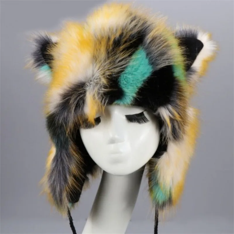 Women Winter Cat Ear Faux Fur Bomber Hats Cute Hair Ball Plus Velvet Thickening Keep warm Ear Protection Cap W004
Women Winter Cat Ear Faux Fur Bomber Hats Cute Hair Ball Plus Velvet Thickening Keep warm Ear Protection Cap W004