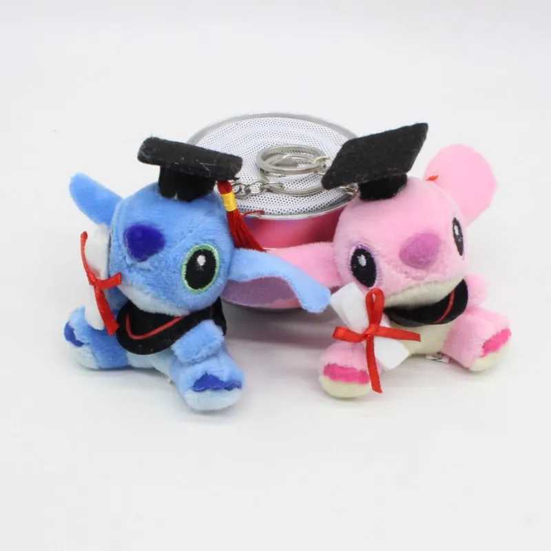 New PhD Stitch Plush Keychain Toys Cute Movie Cartoon BluePink Sitting Stitch Pendants Dolls 7cm 20pcslot (4)